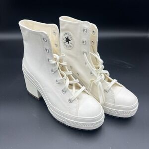 Converse Chuck Taylor All Star Heel Boot‎ A05348C Women's 9.5 Off-White Canvas